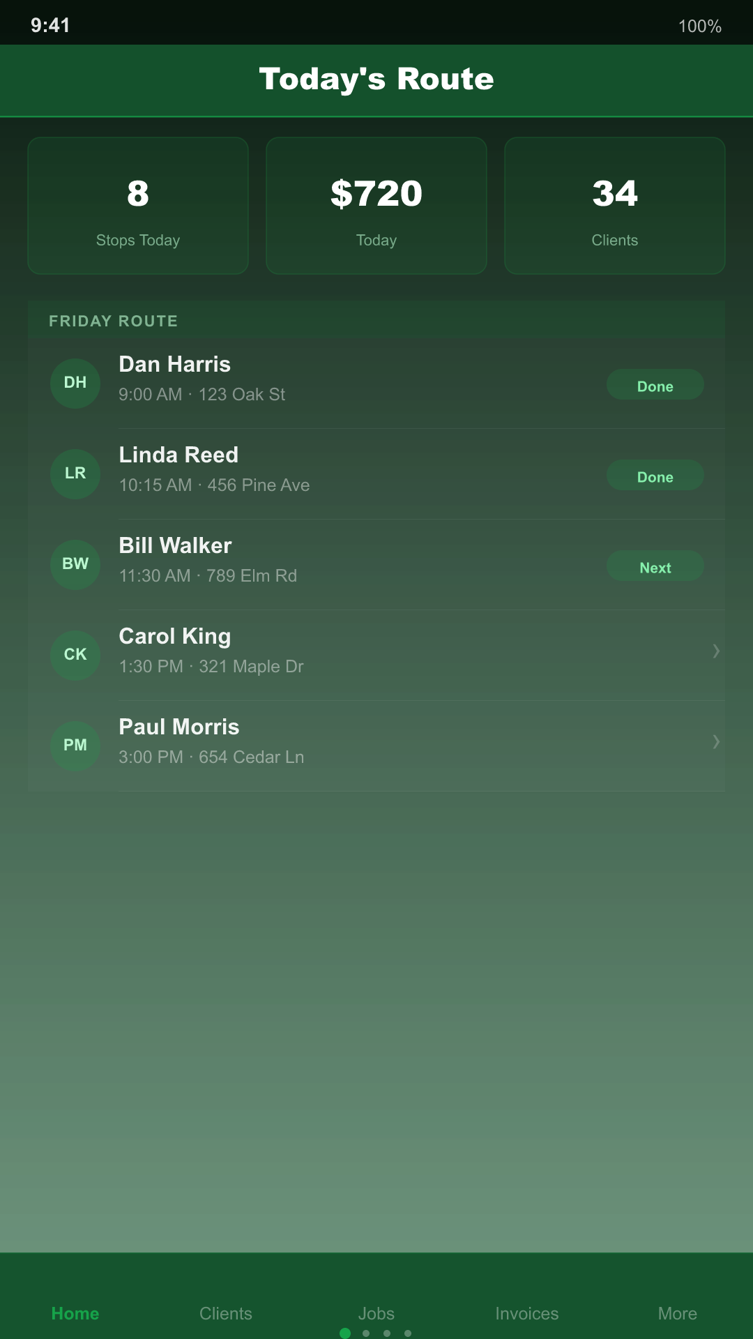 Lawn & Landscaping Pro dashboard screenshot